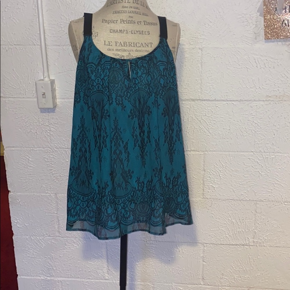 Teal & black tank
